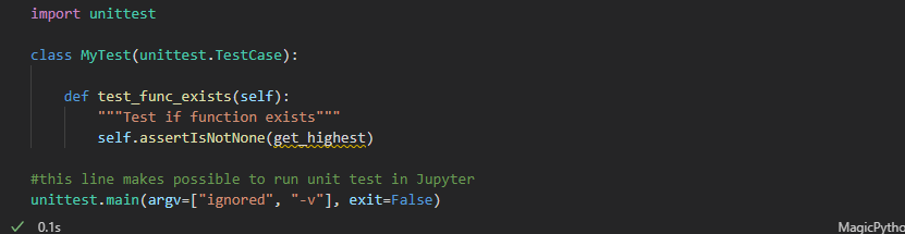 First test function checking if get_highest function exists