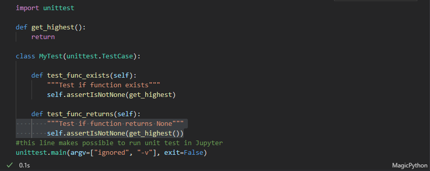 Test checking if function returns a value