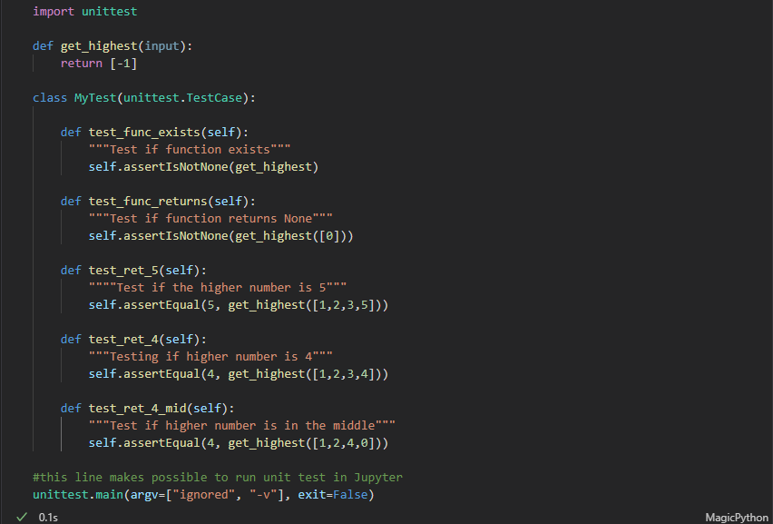 Test with highest number in the middle of list