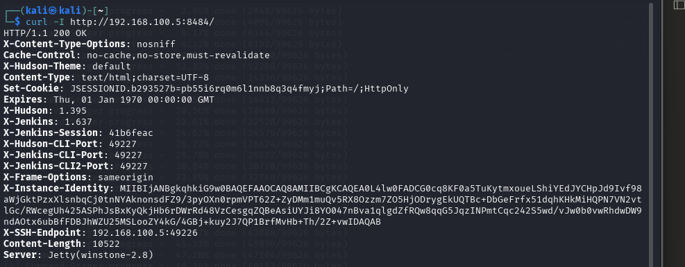 Curl response from port 8484