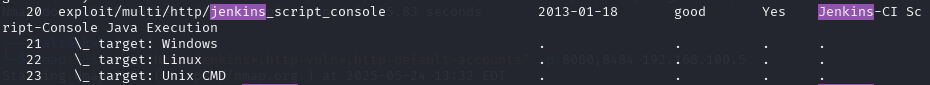 Exploit search in Metasploit